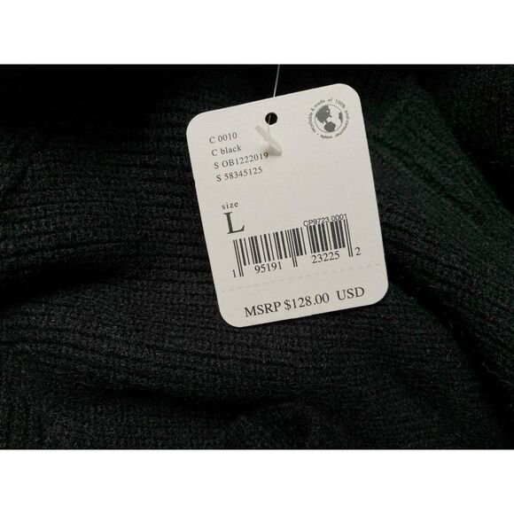 Free People Saffron Black Open Back Sweater Sz L Ribbed Knit Long Sleeves NEW - Picture 4 of 9